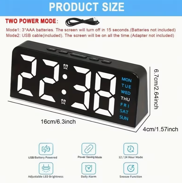 Compact Multifunctional Digital Alarm Clock