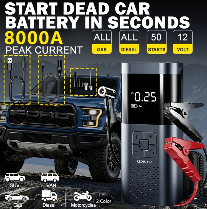 Portable Tyre Pump &amp; Jump Starter